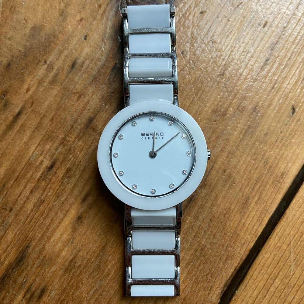 Bering Ceramic Polished Silver Women's Watch (11429-754)